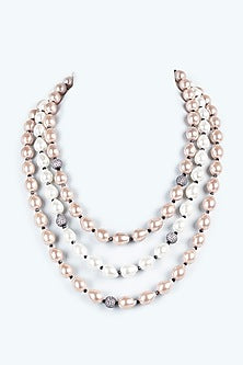 Beige Pearls & Beaded Mala