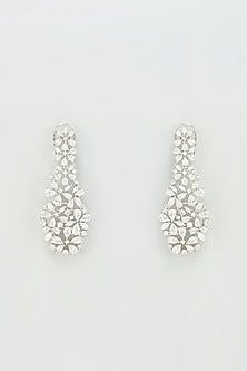 White Finish Zircon Dangler Earrings