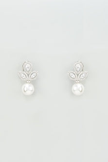 White Finish Zircon Dangler Earrings