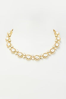 Gold Finish Kundan Polki & Diamond Choker Necklace