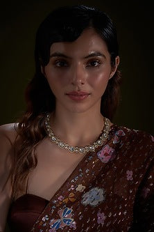 Gold Finish Kundan Polki & Diamond Choker Necklace