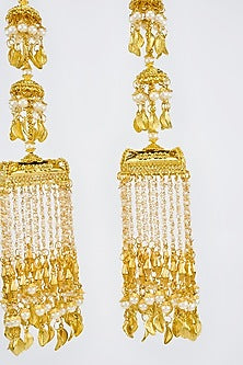 Gold Finish Pearl Chain Kaleera (Set Of 2)