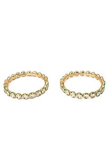 Gold Finish Kundan Polki Bangles (Set Of 2)