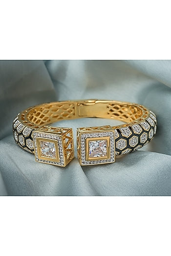 Gold Finish Cubic Zirconia Kada