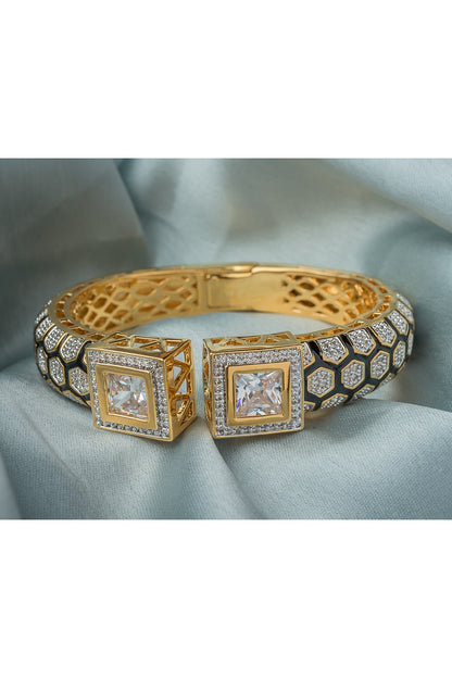 Gold Finish Cubic Zirconia Kada