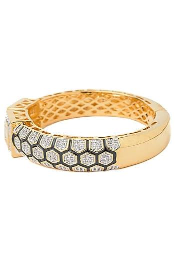 Gold Finish Cubic Zirconia Kada