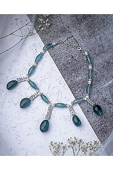 Silver Finish Pearl & Beaded Necklace
