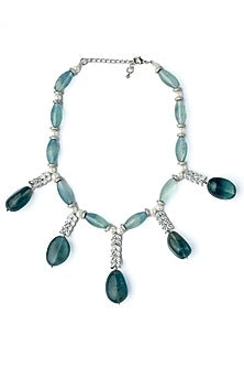 Silver Finish Pearl & Beaded Necklace