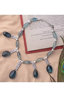 Silver Finish Pearl & Beaded Necklace