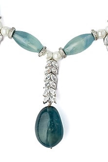 Silver Finish Pearl & Beaded Necklace