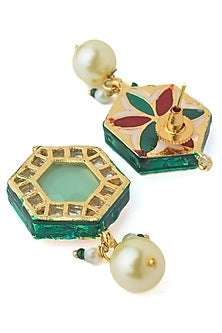 Gold Finish Purple Beaded Enameled Necklace Set