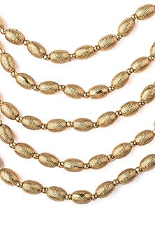 Gold Finish Floral Motif Layered Temple Necklace Set