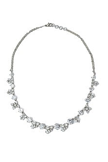 Silver Finish White Stone Floral Necklace