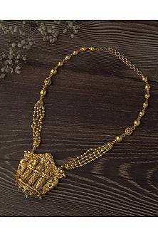 Gold Finish Motif Temple Necklace