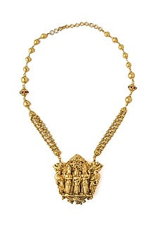 Gold Finish Motif Temple Necklace