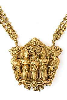 Gold Finish Motif Temple Necklace