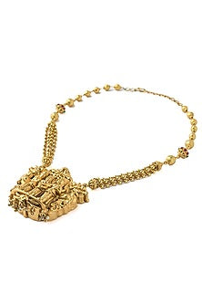 Gold Finish Motif Temple Necklace