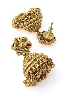 Gold Finish Long Temple Necklace Set