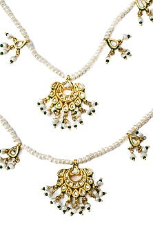 Gold Finish Kundan Polki & Pearl Layered Necklace