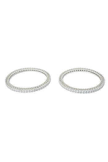Silver Finish Zircon Bangles (Set Of 2)