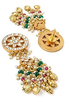 Gold Finish Kundan Polki & Pearl Choker Necklace Set