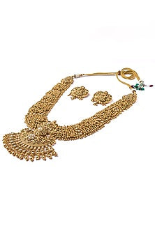 Gold Finish Beaded Long Necklace Set