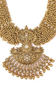 Gold Finish Beaded Long Necklace Set