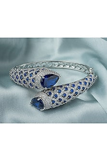 Silver Finish Blue Gemstone Openable kada