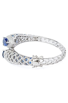 Silver Finish Blue Gemstone Openable kada