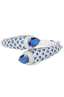 Silver Finish Blue Gemstone Openable kada
