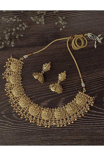 Gold Finish Choker Necklace Set