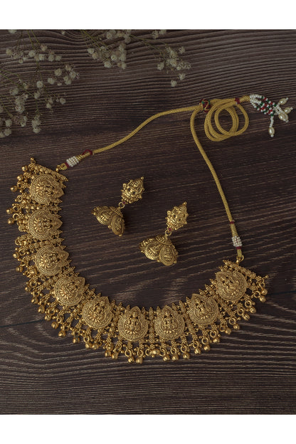 Gold Finish Choker Necklace Set