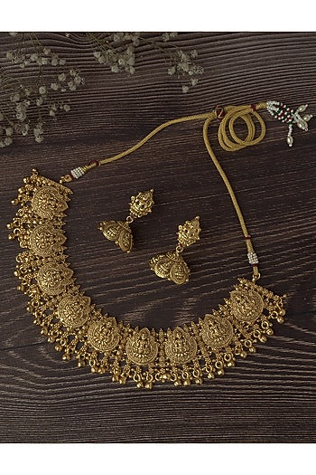 Gold Finish Choker Necklace Set
