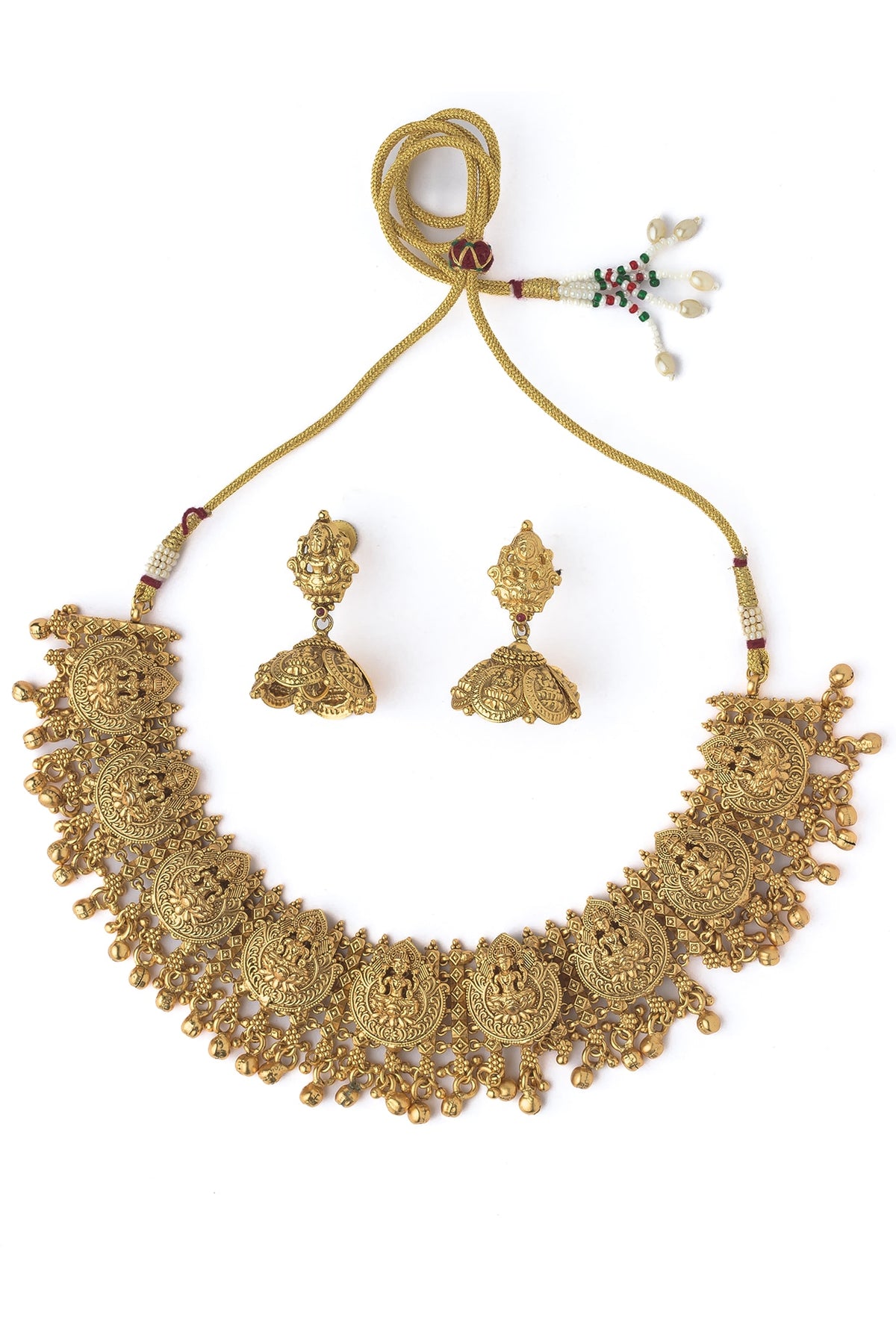 Gold Finish Choker Necklace Set