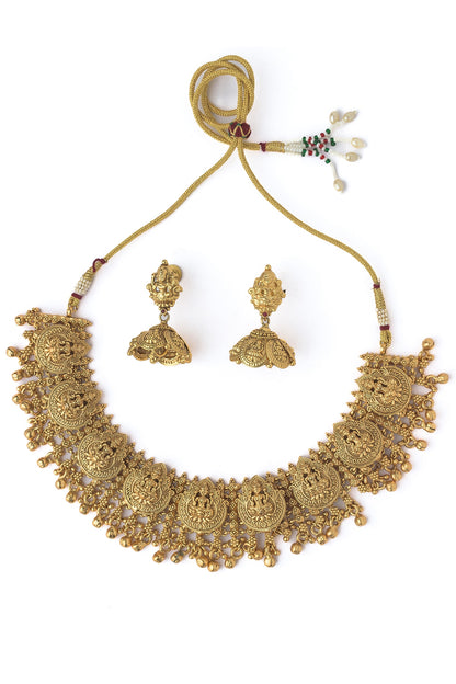Gold Finish Choker Necklace Set