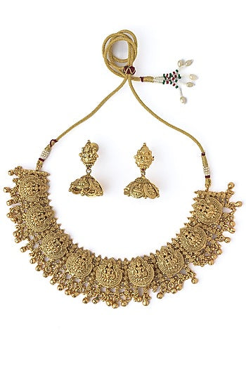 Gold Finish Choker Necklace Set