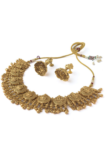 Gold Finish Choker Necklace Set