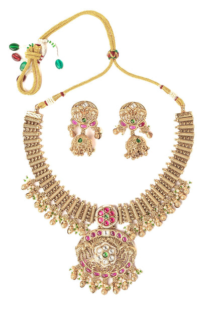 Gold Finish Gemstone Necklace Set