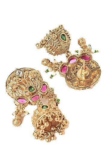 Gold Finish Gemstone Necklace Set