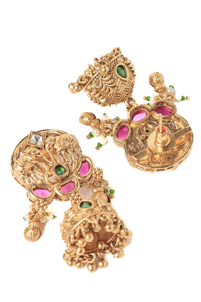 Gold Finish Gemstone Necklace Set