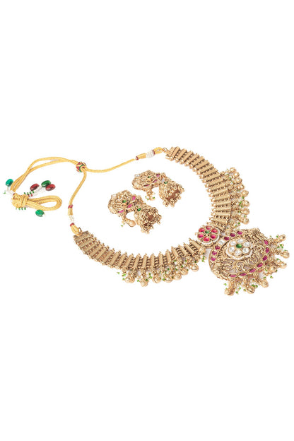 Gold Finish Gemstone Necklace Set