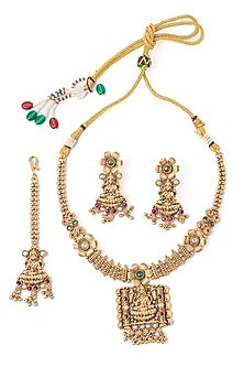 Gold Finish Pendant Necklace Set