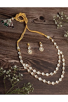 Gold Finish Diamond Layered Necklace Set