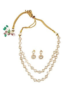 Gold Finish Diamond Layered Necklace Set