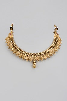 Gold Finish Temple Choker Necklace