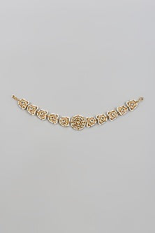 Gold Finish Kundan Polki & Beaded Headpiece