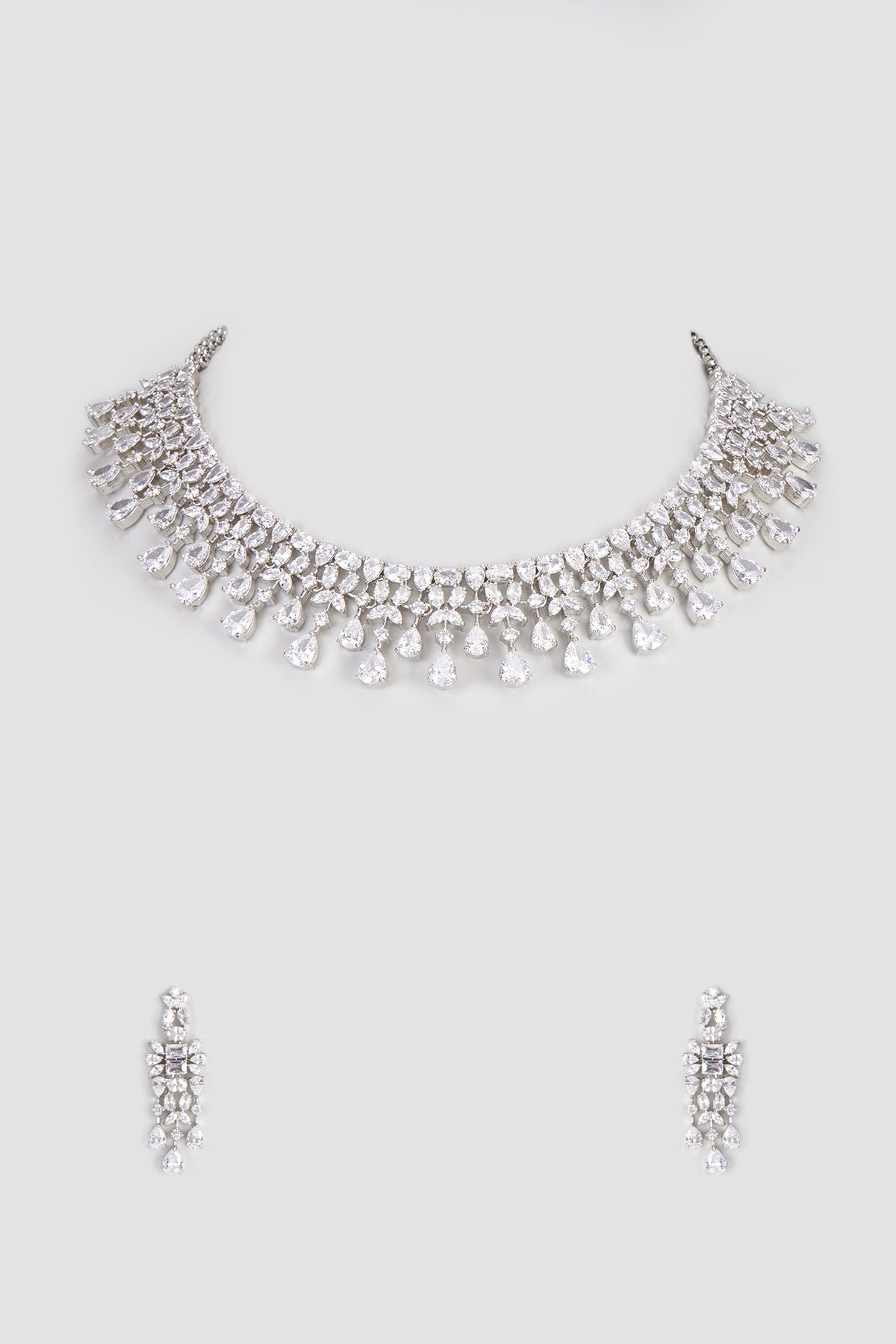 White Finish Zircon Necklace Set