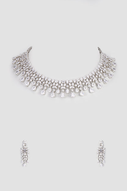 White Finish Zircon Necklace Set