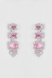White Finish Zircon Dangler Earrings