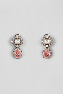 White Finish Zircon & Kundan Polki Dangler Earrings